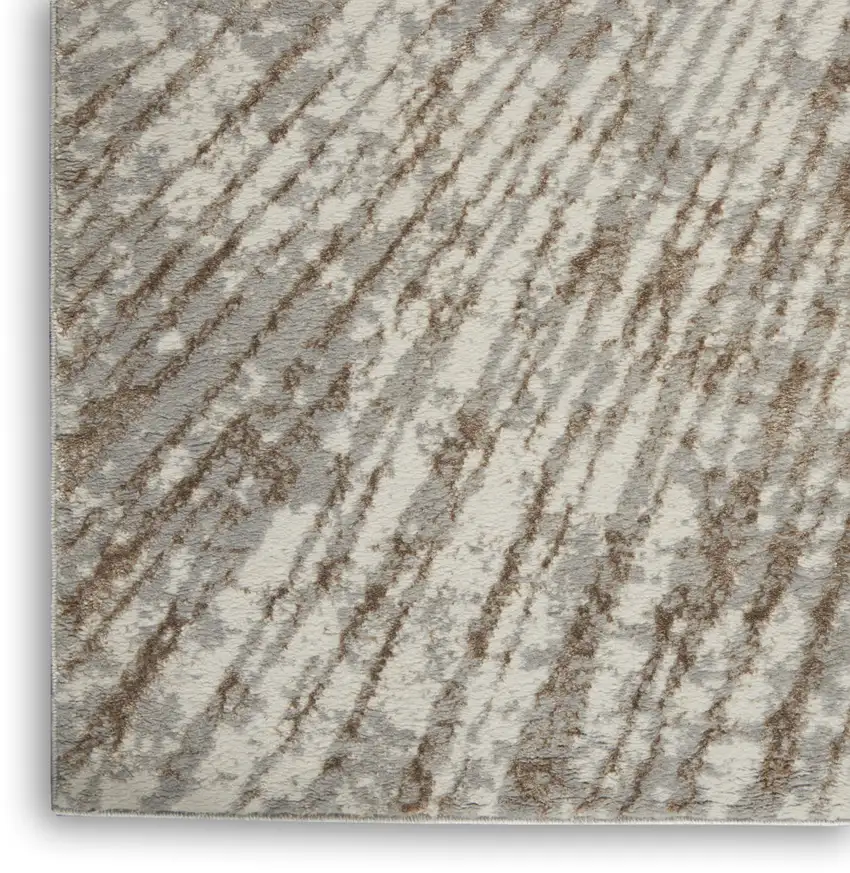 8' Gray And Ivory Abstract Runner Rug Photo 9