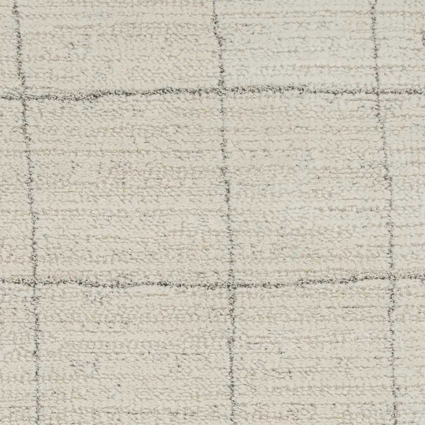Gray and Ivory Abstract Power Loom Runner Rug Photo 8