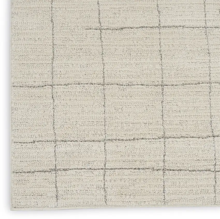 8' Gray And Ivory Abstract Runner Rug Photo 9