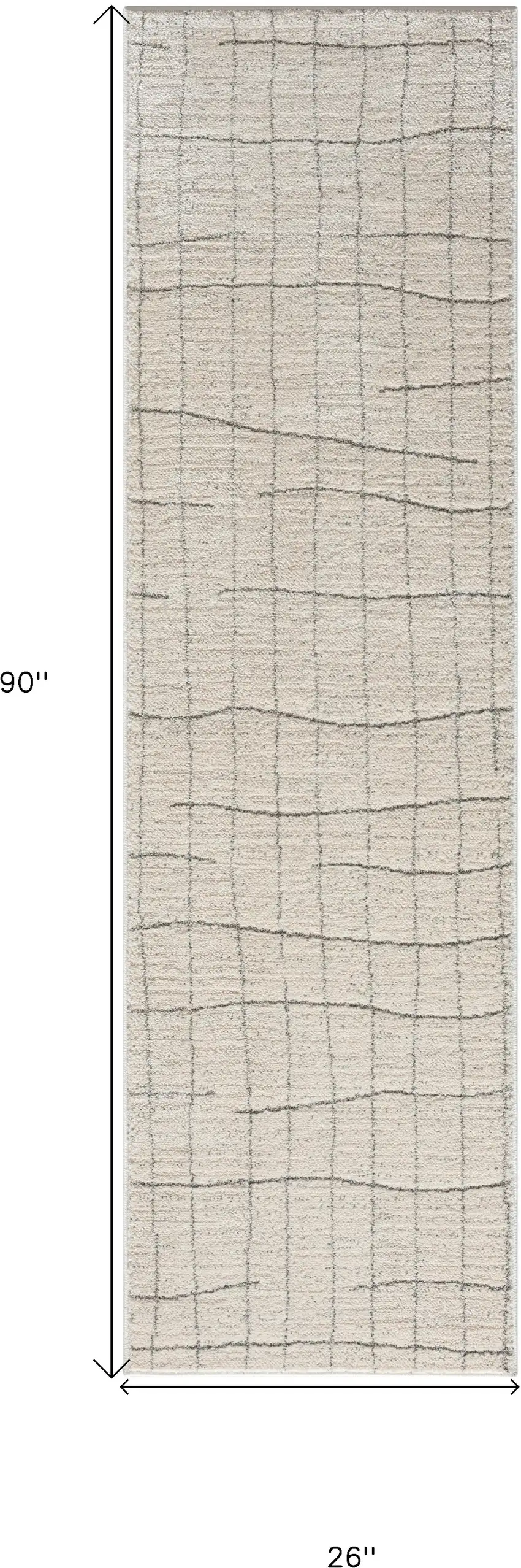 Gray and Ivory Abstract Power Loom Runner Rug Photo 3