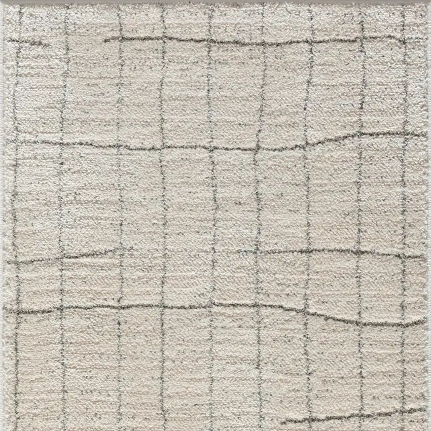 8' Gray And Ivory Abstract Runner Rug Photo 3