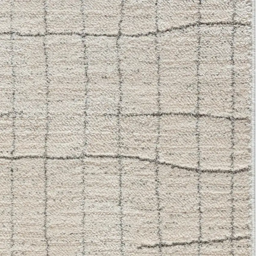8' Gray And Ivory Abstract Runner Rug Photo 1