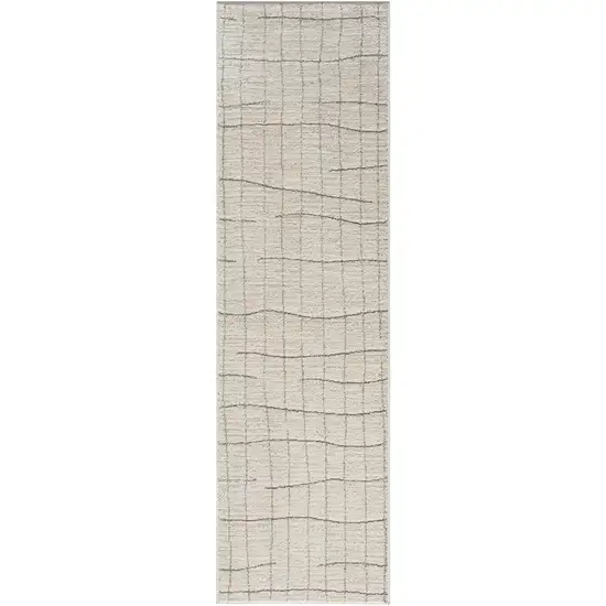 8' Gray And Ivory Abstract Runner Rug Photo 4