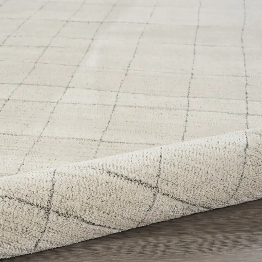 Gray and Ivory Abstract Power Loom Runner Rug Photo 6