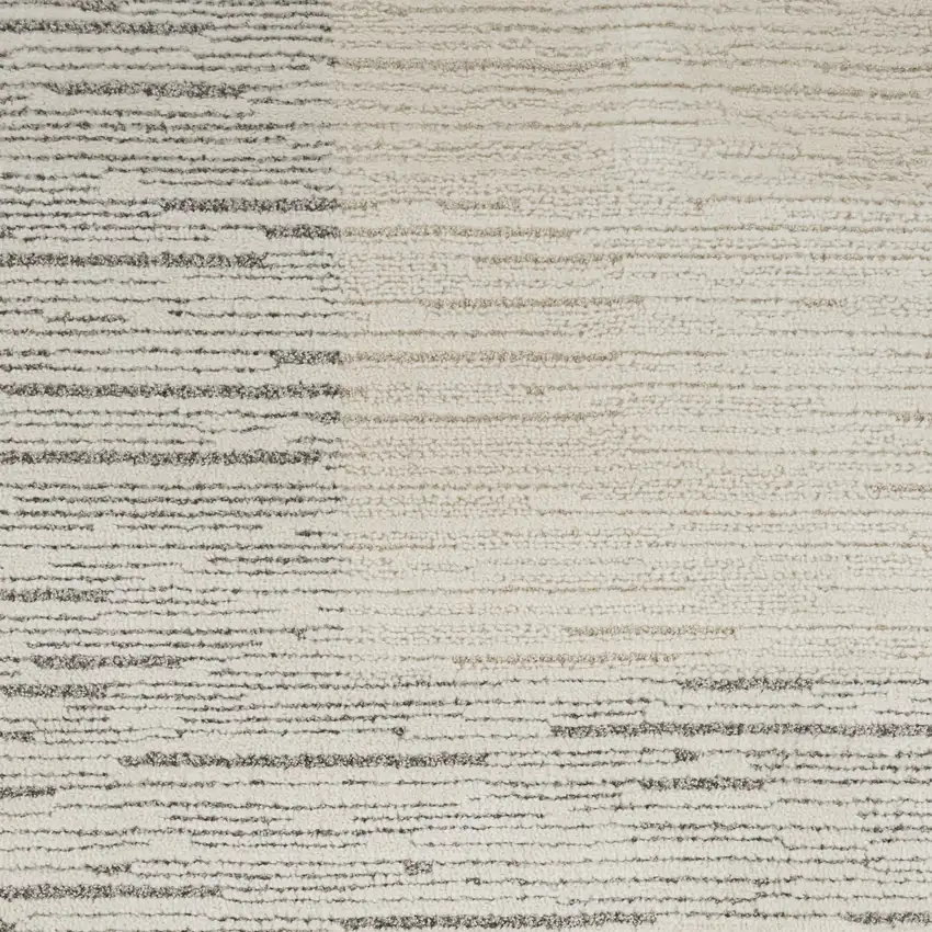 Gray and Ivory Abstract Power Loom Runner Rug Photo 7