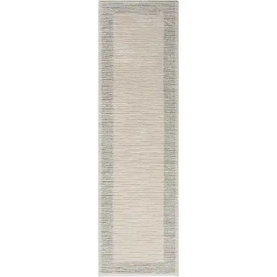 8' Gray And Ivory Striped Runner Rug Photo 4