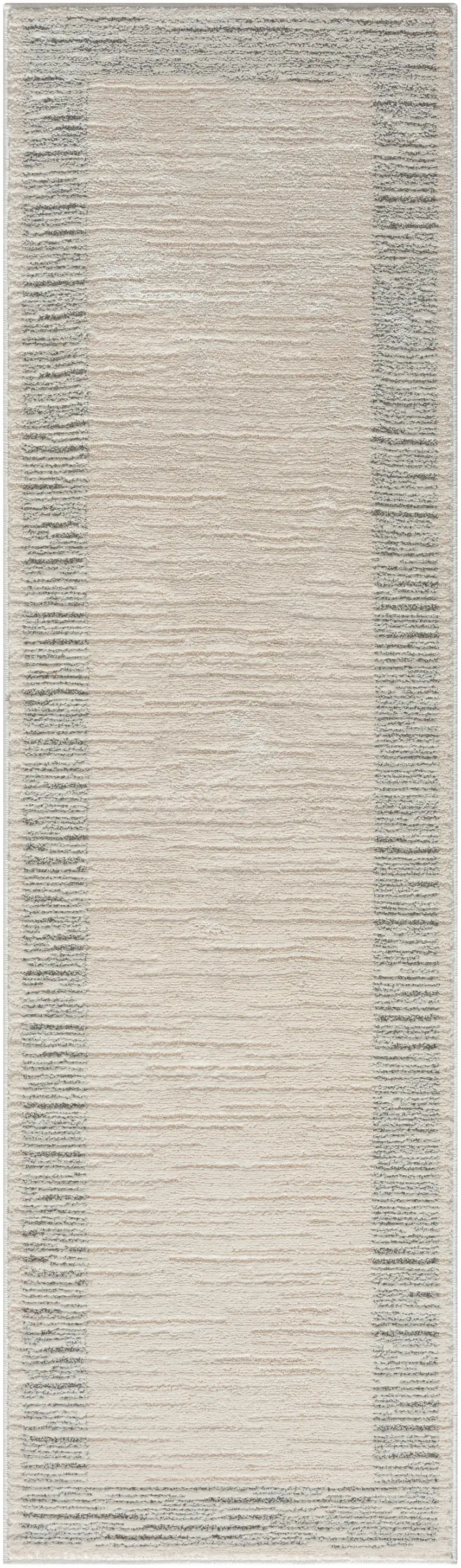 8' Gray And Ivory Striped Runner Rug Photo 4