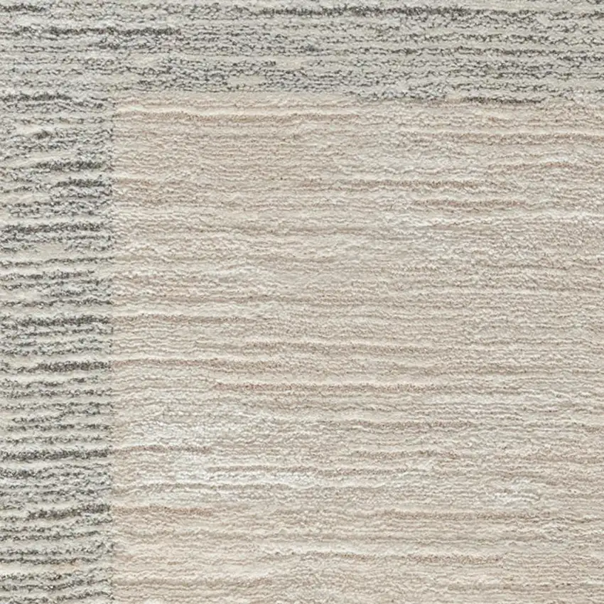 8' Gray And Ivory Striped Runner Rug Photo 1