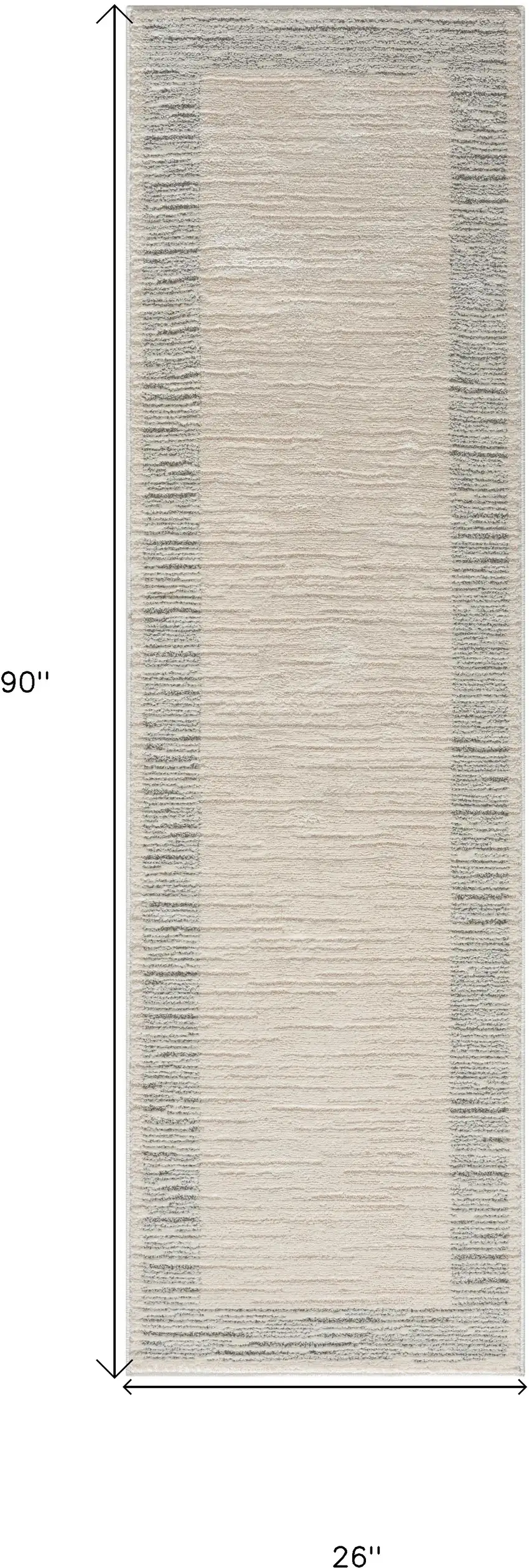 Gray and Ivory Abstract Power Loom Runner Rug Photo 3