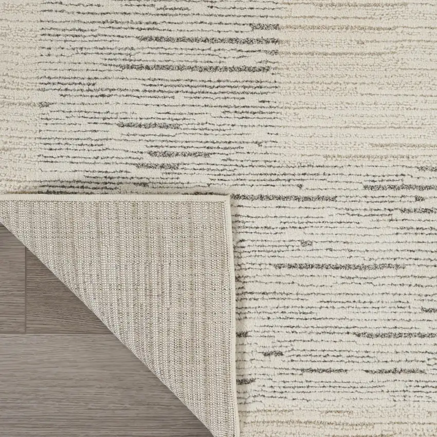 8' Gray And Ivory Striped Runner Rug Photo 9