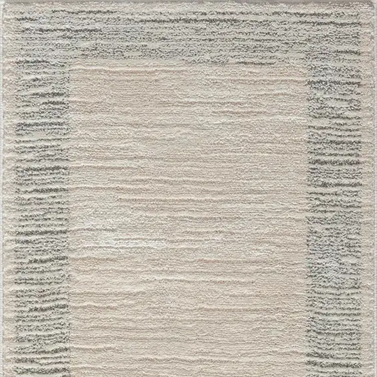 8' Gray And Ivory Striped Runner Rug Photo 3