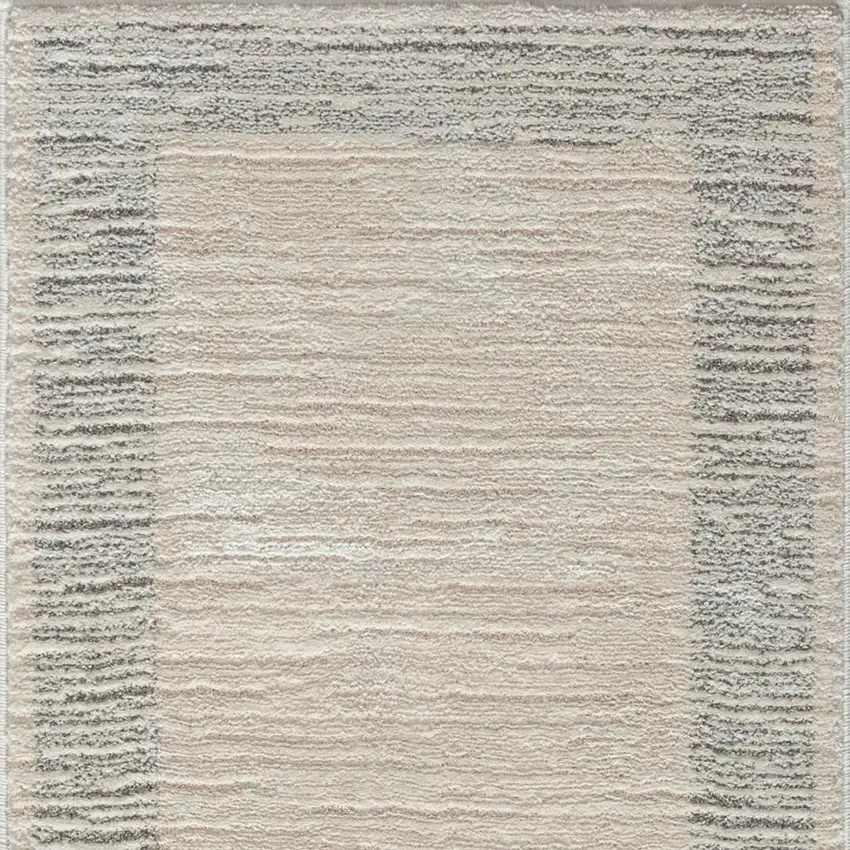 8' Gray And Ivory Striped Runner Rug Photo 3