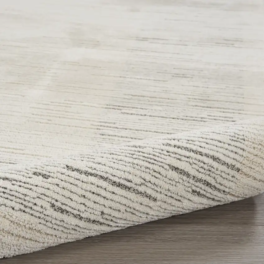 Gray and Ivory Abstract Power Loom Runner Rug Photo 8