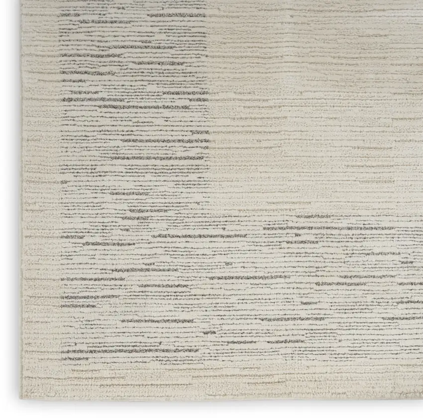 8' Gray And Ivory Striped Runner Rug Photo 9