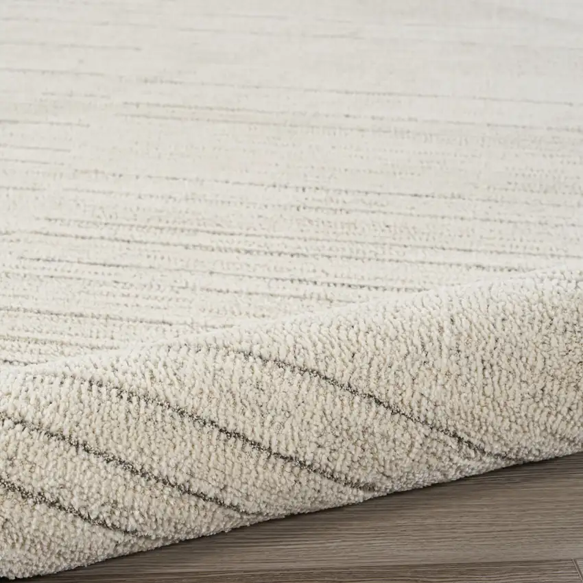 Gray and Ivory Abstract Power Loom Runner Rug Photo 8