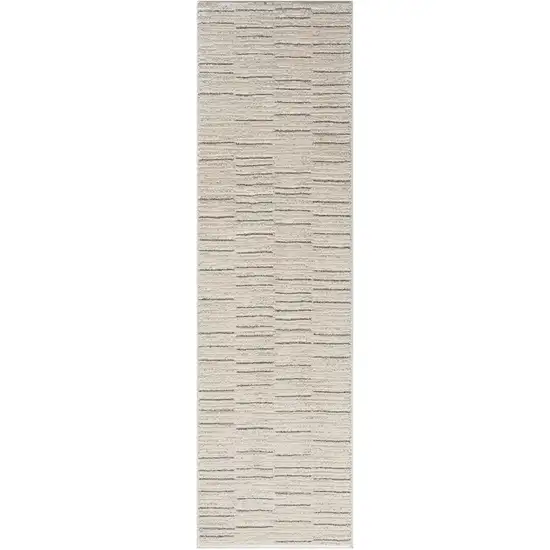 8' Gray And Ivory Abstract Runner Rug Photo 4
