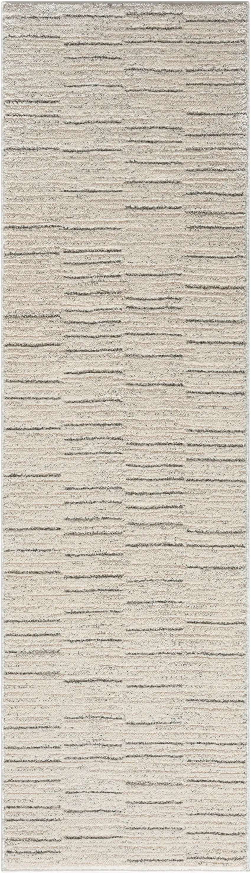 Gray and Ivory Abstract Power Loom Runner Rug Photo 2