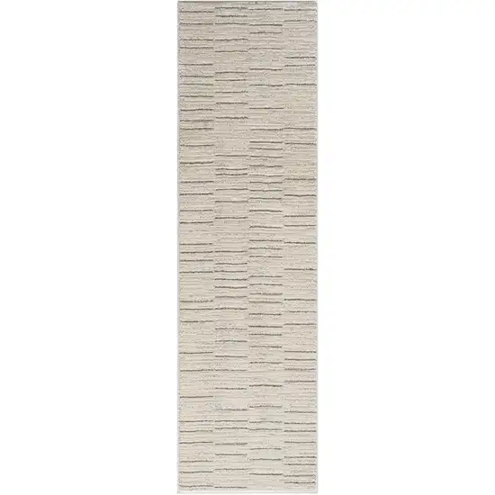 8' Gray And Ivory Abstract Runner Rug Photo 3