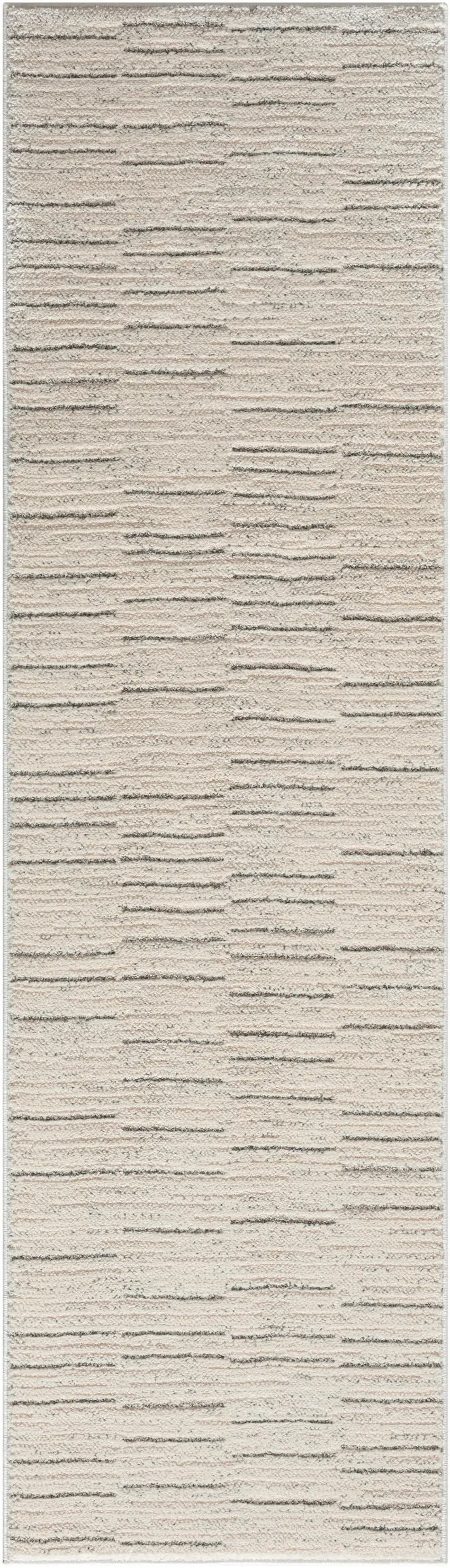 8' Gray And Ivory Abstract Runner Rug Photo 3