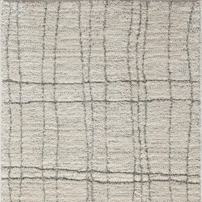 8' Gray And Ivory Abstract Runner Rug Photo 1