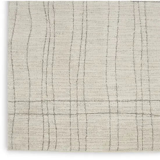 8' Gray And Ivory Abstract Runner Rug Photo 9