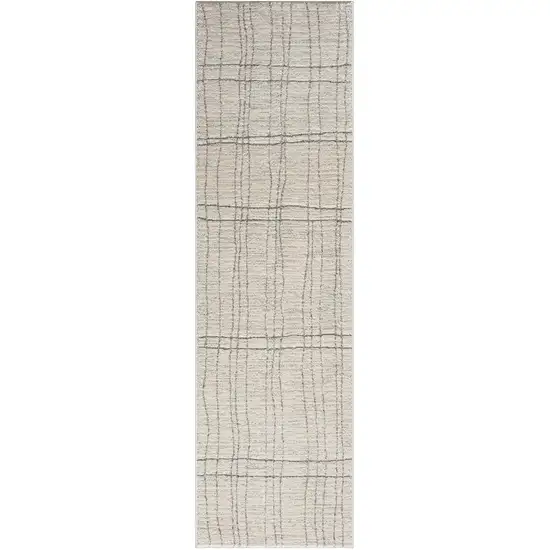 8' Gray And Ivory Abstract Runner Rug Photo 3