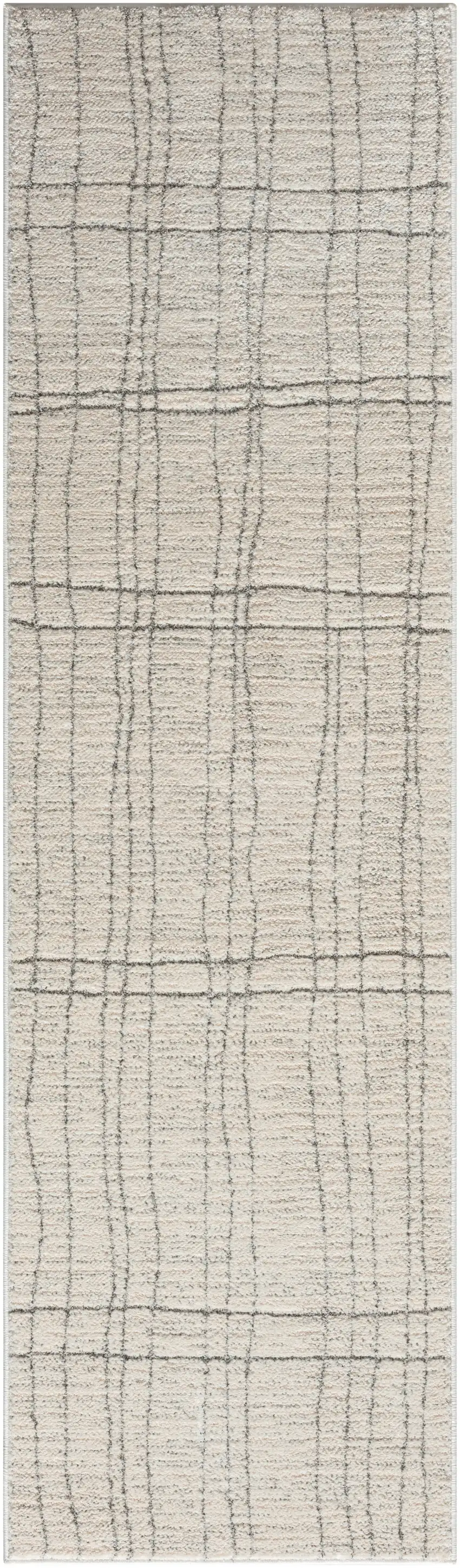 8' Gray And Ivory Abstract Runner Rug Photo 3