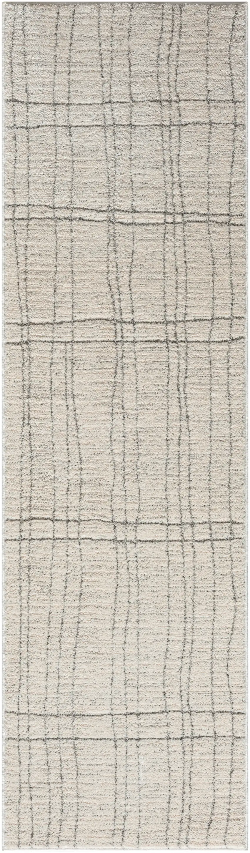 Gray and Ivory Abstract Power Loom Runner Rug Photo 2
