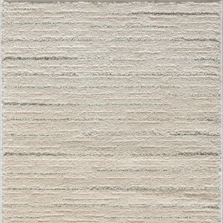 Gray and Ivory Abstract Power Loom Runner Rug Photo 6