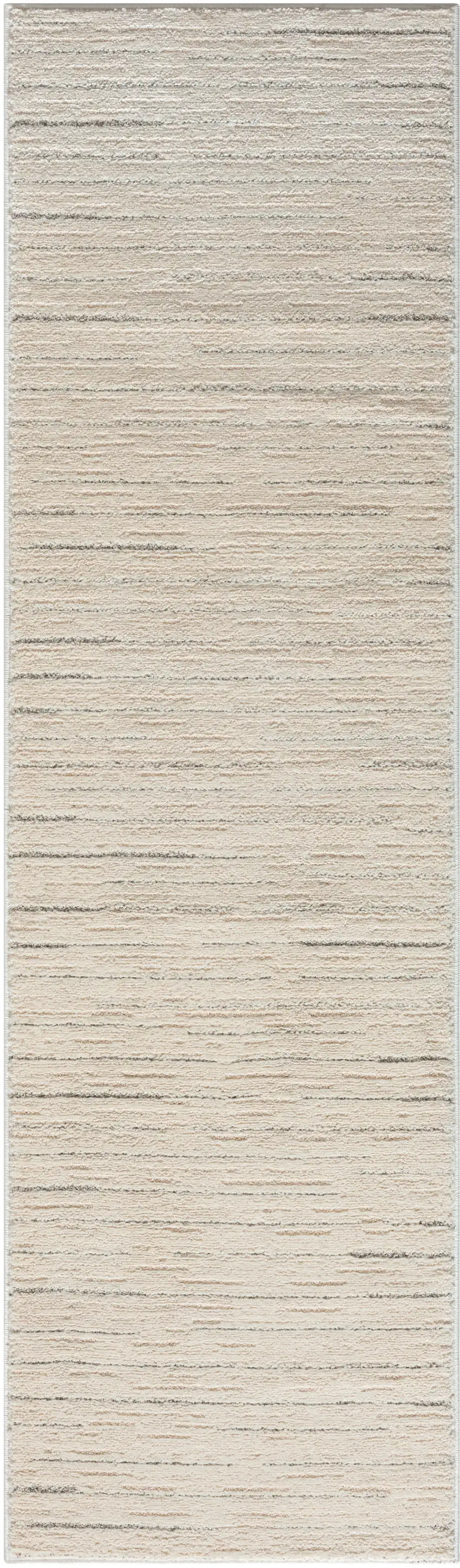 Gray and Ivory Abstract Power Loom Runner Rug Photo 2