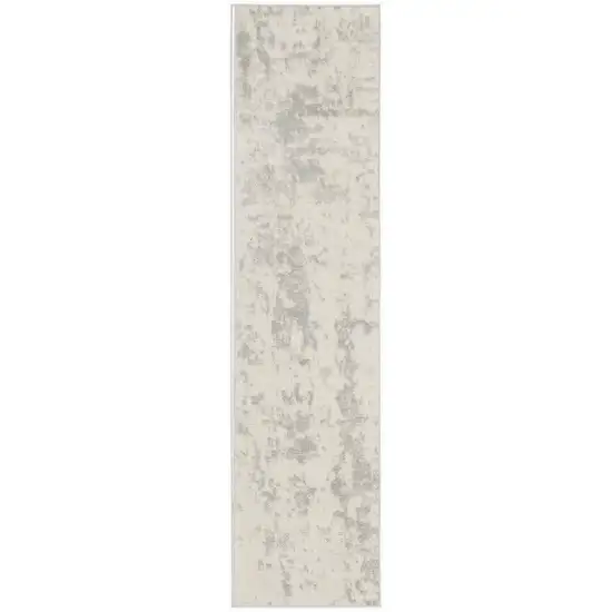 8' Gray And Ivory Abstract Runner Rug Photo 4