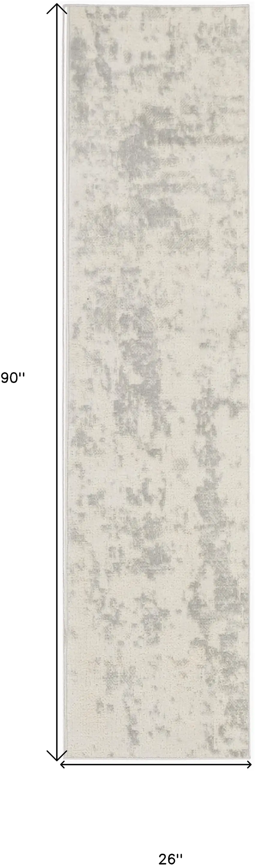 Gray and Ivory Abstract Power Loom Runner Rug Photo 3