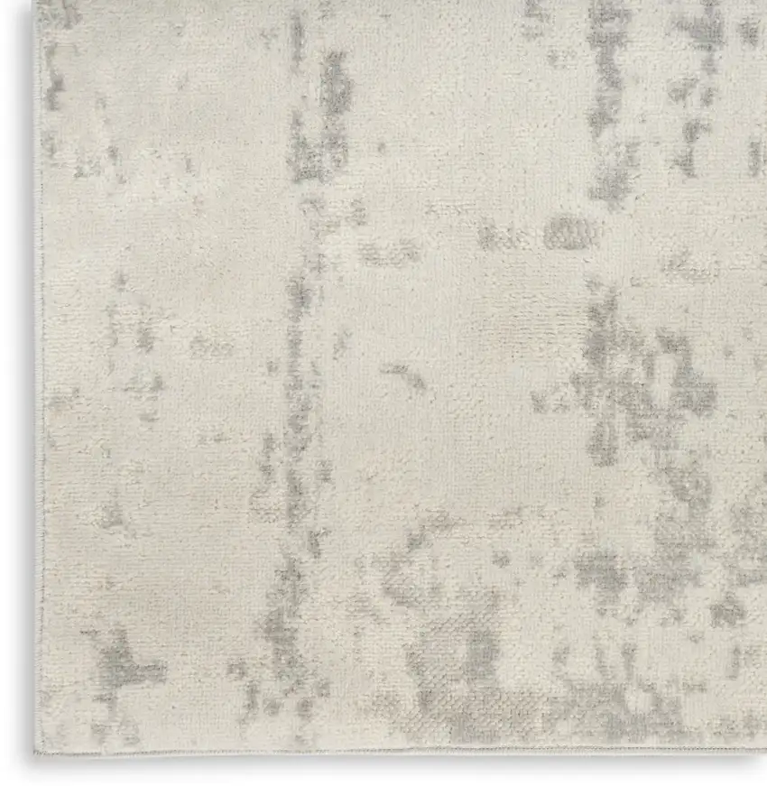 8' Gray And Ivory Abstract Runner Rug Photo 8