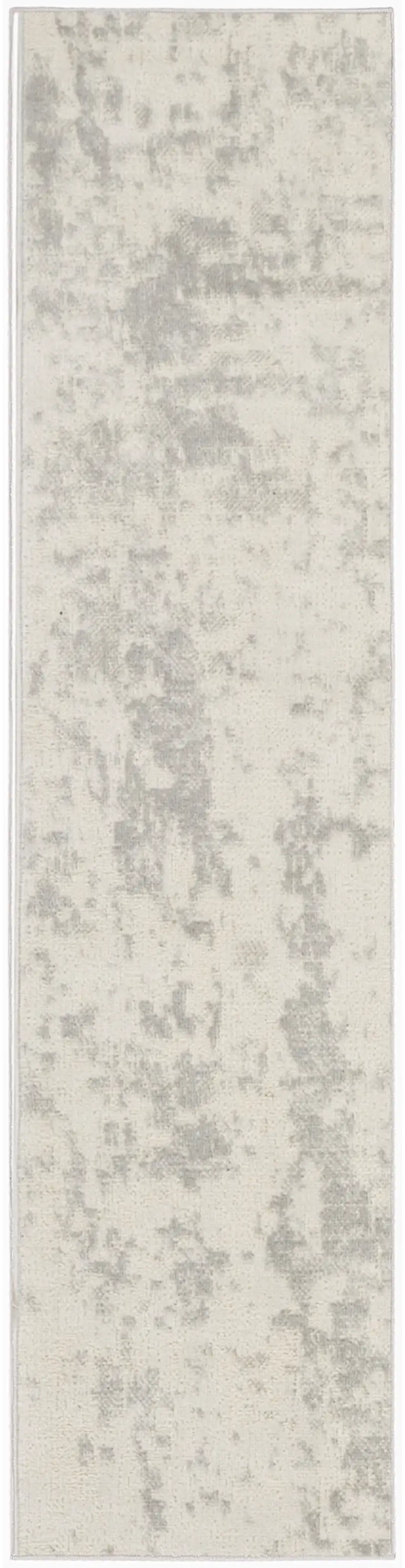 Gray and Ivory Abstract Power Loom Runner Rug Photo 2