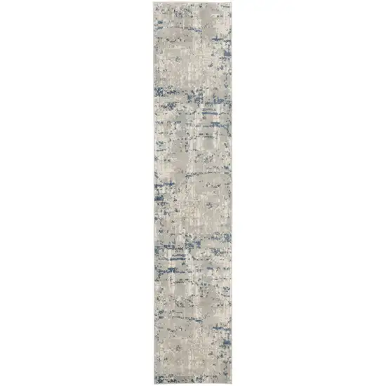 16' Gray And Ivory Abstract Runner Rug Photo 4