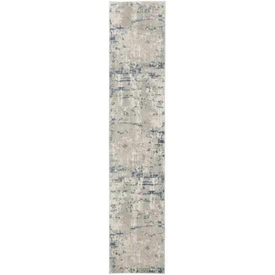 16' Gray And Ivory Abstract Runner Rug Photo 3