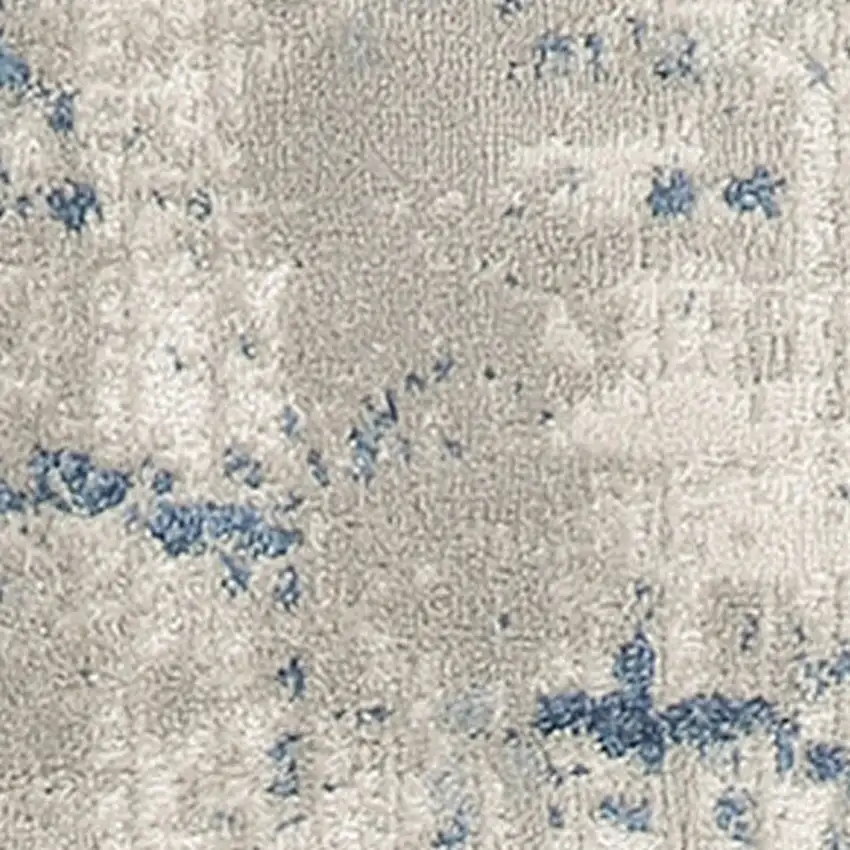 Gray and Ivory Abstract Power Loom Runner Rug Photo 6
