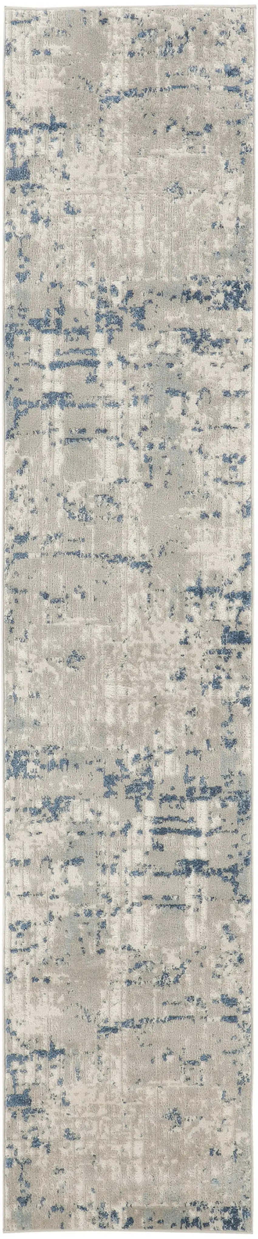 6' Gray And Ivory Abstract Runner Rug Photo 3