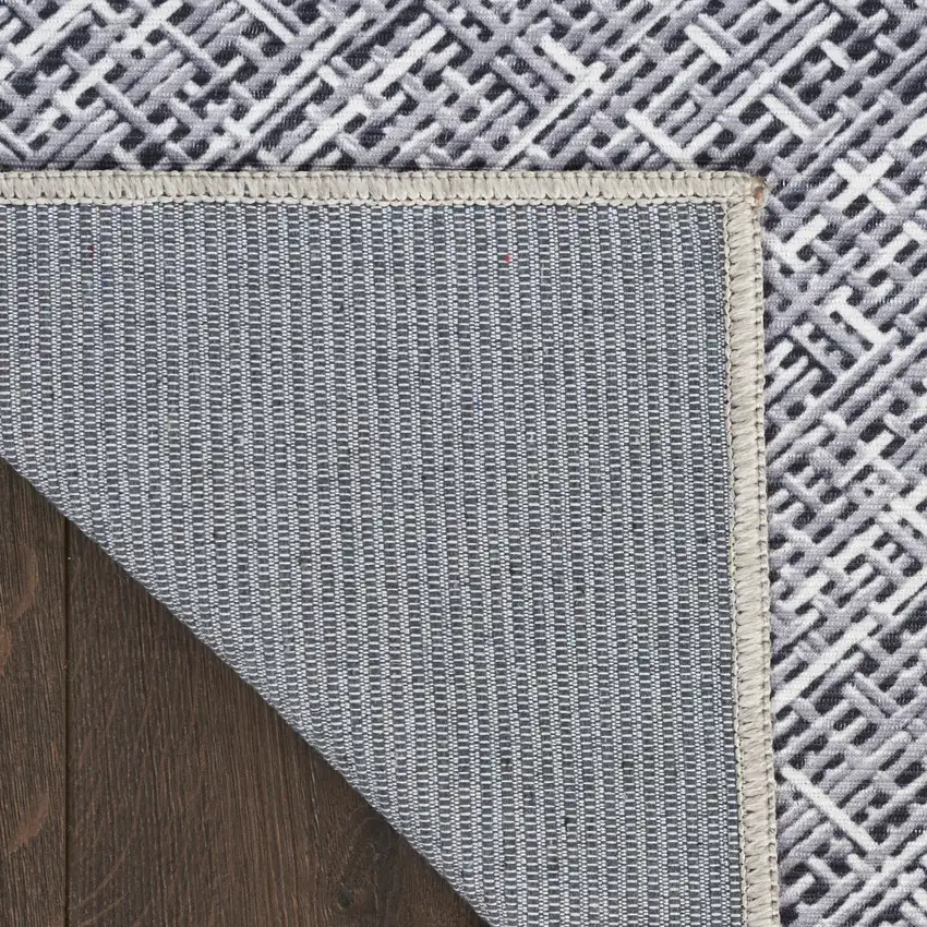 Gray and Ivory Abstract Power Loom Washable Non Skid Area Rug Photo 4