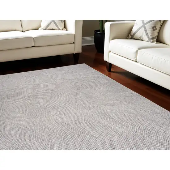 Gray and Ivory Abstract Power Loom Washable Non Skid Area Rug Photo 2
