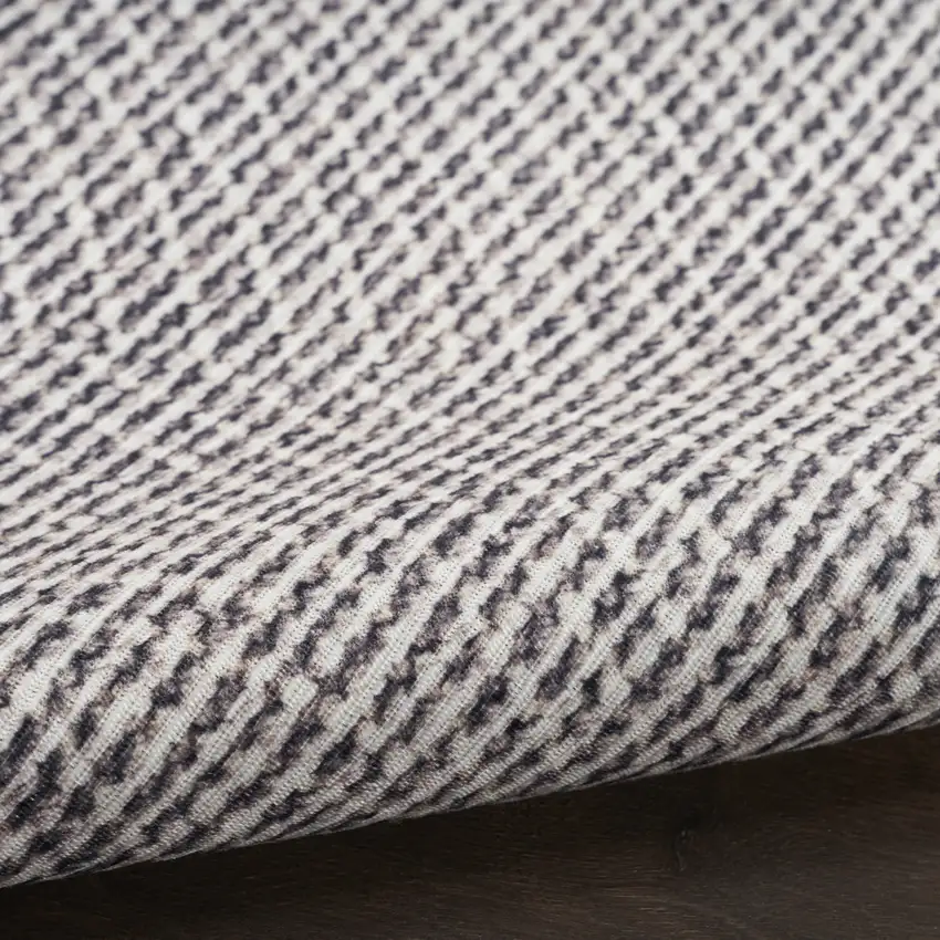 Gray and Ivory Abstract Power Loom Washable Non Skid Area Rug Photo 9