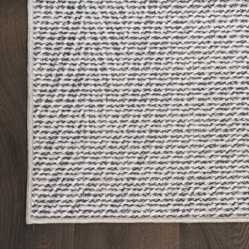 Gray and Ivory Abstract Power Loom Washable Non Skid Area Rug Photo 7