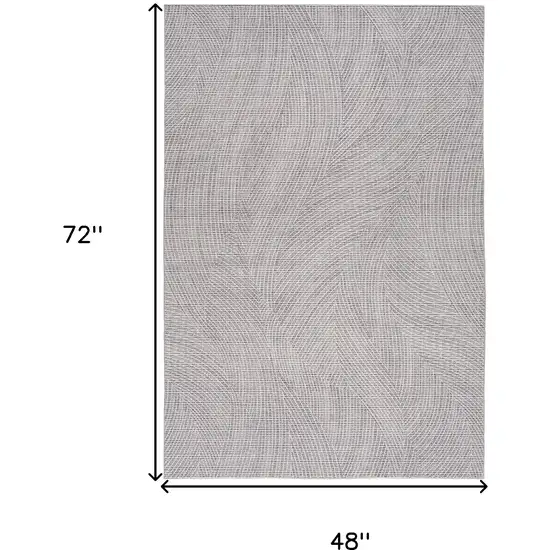 Gray and Ivory Abstract Power Loom Washable Non Skid Area Rug Photo 3