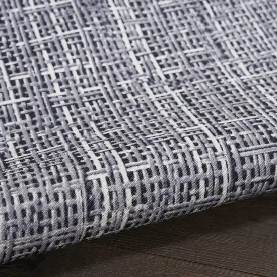 Gray and Ivory Abstract Power Loom Washable Non Skid Area Rug Photo 8