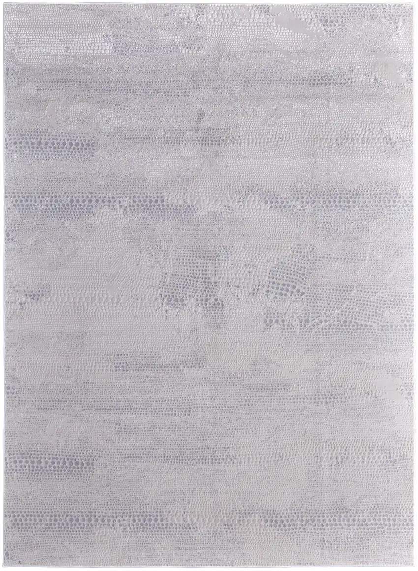 Gray and Ivory Abstract Power Loom Worn Faded Area Rug Photo 2