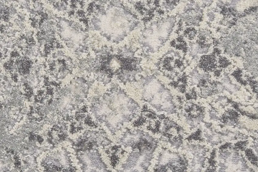 Gray and Ivory Abstract Power Loom Worn Faded Area Rug Photo 7