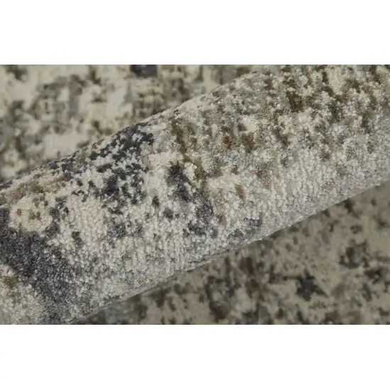 Gray and Ivory Abstract Power Loom Worn Faded Area Rug Photo 8