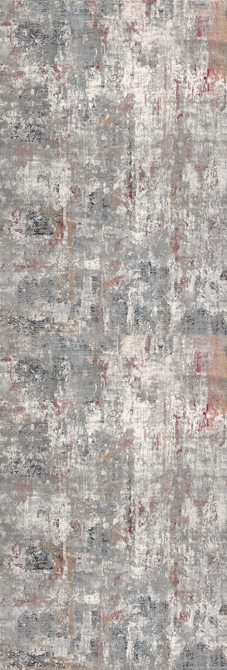 Gray and Ivory Abstract Runner Rug Photo 1