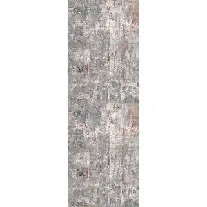 Photo of Gray and Ivory Abstract Runner Rug