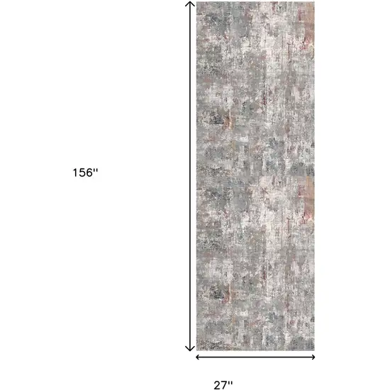 2' X 13' Gray And Ivory Abstract Runner Rug Photo 3